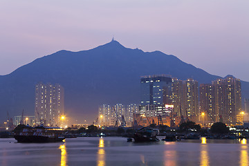 Image showing Hong Kong office buildings at coast