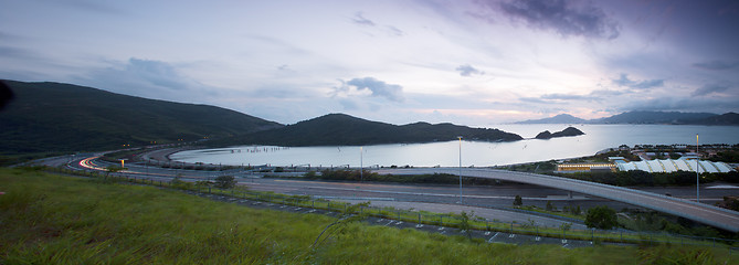 Image showing Highway in Hong Kong at sunset