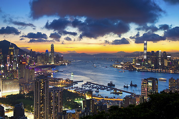 Image showing Hong Kong skyline at sunset