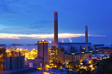 Image showing Power plants in Hong Kong at sunset