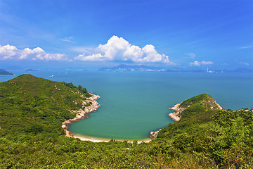 Image showing Coastal and mountain landscape in Hong Kong