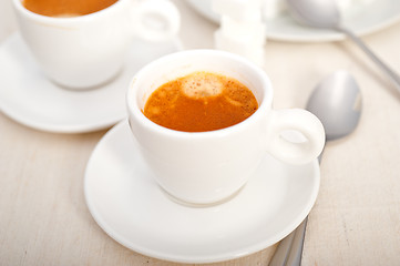 Image showing Italian espresso coffee and sugar cubes