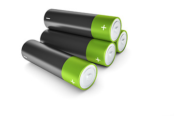 Image showing black and green batteries