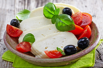 Image showing fresh feta cheese  and tomato