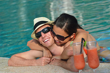 Image showing happy young couple have fun on beach