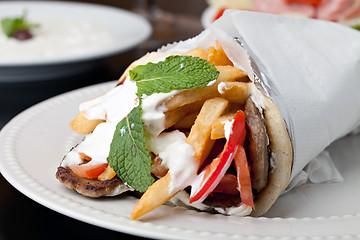 Image showing Greek Gyro Pita Wrap