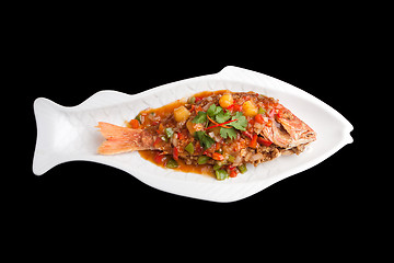 Image showing Thai Red Snapper with Tamarind Sauce