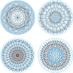 Image showing Ornamental round floral pattern. Set of four colorful ornament