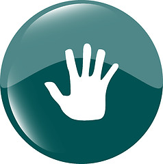Image showing hand icon on green button