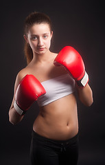 Image showing Portrait of female boxer