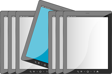 Image showing Group of tablet pc on white isolated background