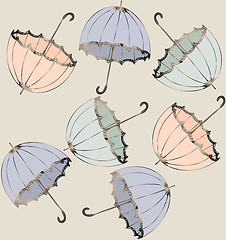 Image showing Illustration of vintage umbrella. Seamless background fashionabl