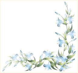 Image showing Greeting card with a lily. Lily illustration.  Decorative framew