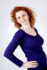 Image showing attractive young redhead woman smiling portrait