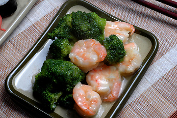 Image showing broccoli and shrimp