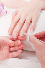 Image showing manicure making in beauty spa salon 