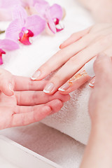 Image showing manicure making in beauty spa salon 