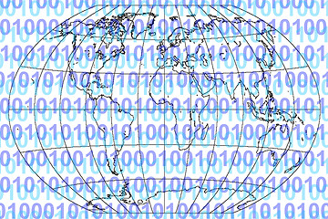 Image showing Binary Code and World
