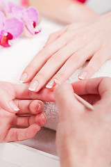 Image showing manicure making in beauty spa salon 