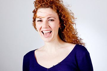 Image showing attractive young redhead woman smiling portrait