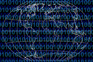 Image showing Binary Code and World