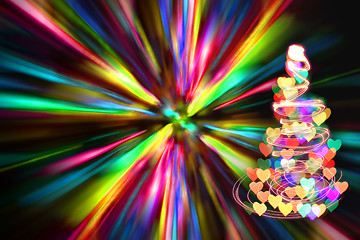 Image showing christmas tree with many colors in the dark nigt 