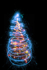 Image showing christmas tree in the dark 