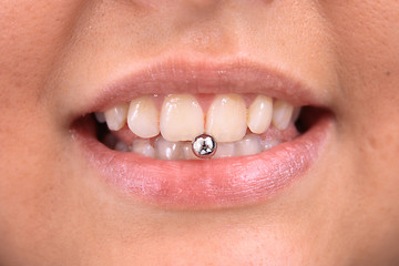 Image showing sweet lips with piercing 