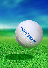 Image showing volleyball on green ground