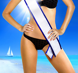 Image showing woman with tape of beauty contest