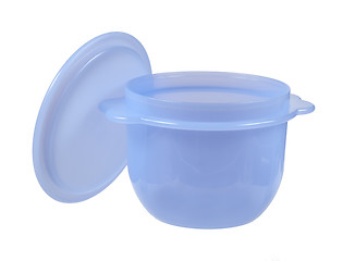 Image showing Plastic container with the lid open, isolated on white