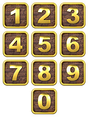 Image showing 3D Set of Gold Metal Numbers.