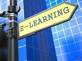 Image showing Education Concept. E-Learning Roadsign.