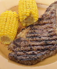 Image showing Rib Eye Steak With Corn 