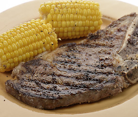 Image showing Rib Eye Steak With Corn