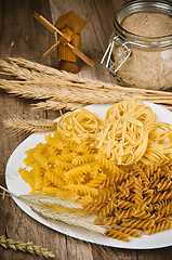 Image showing Variety of pasta, flour and rye cones