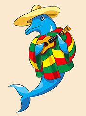Image showing Dolphin and guitar