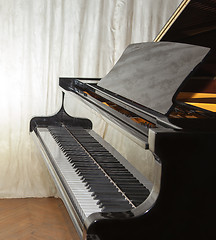 Image showing Piano black with a raised lid