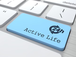 Image showing Lifestyle Concept - The Blue Active Life Button.