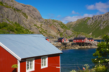 Image showing Fishing huts in Nusfjord