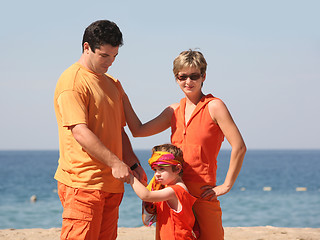 Image showing Family on the beach