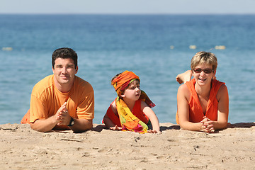 Image showing Family on the beach