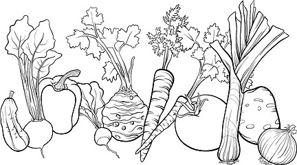 Image showing vegetables group illustration for coloring book