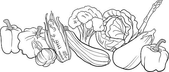 Image showing vegetables group illustration for coloring book