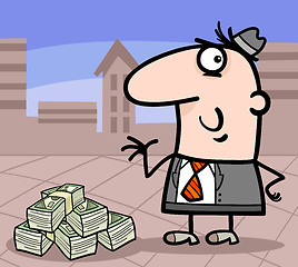 Image showing businessman with money cartoon illustration