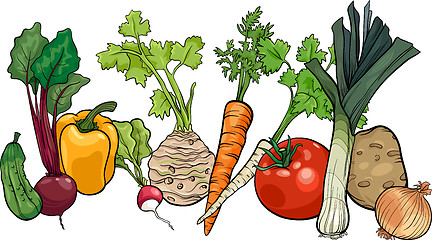 Image showing vegetables big group cartoon illustration