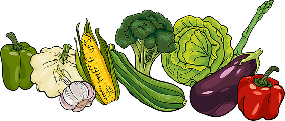Image showing vegetables big group cartoon illustration