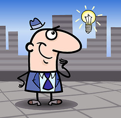 Image showing businessman with idea cartoon illustration