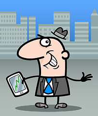 Image showing businessman with tablet pc cartoon illustration