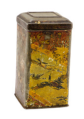 Image showing vintage grunge tin box tea coffee isolated white 